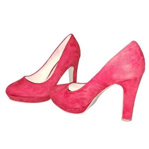 Elara Women's High Heels Vintage SUEDE Evening Shoes Red SZ 8